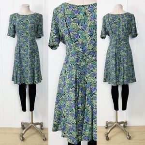 Tropical Print Lace Up Corset Dress | Vintage